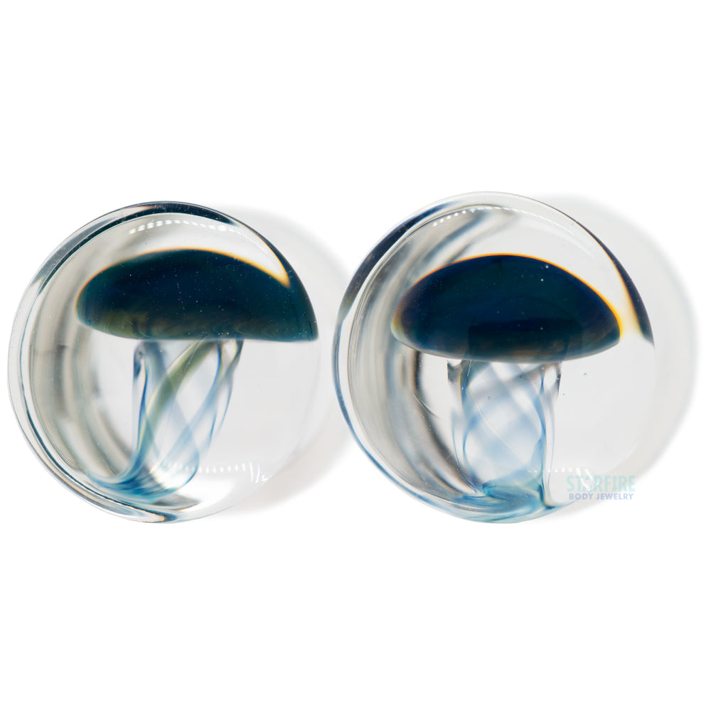 Jellyfish - Blue Moon on Clear Glass Plugs