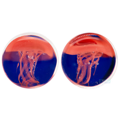 Jellyfish - Red on Cobalt Blue Glass Plugs