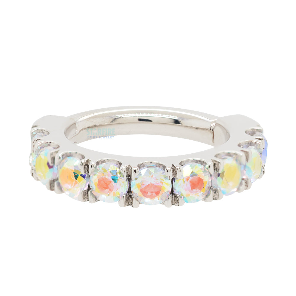 "Telesto" Hinge Ring in Gold & Platinum with Mercury Mist Topaz'