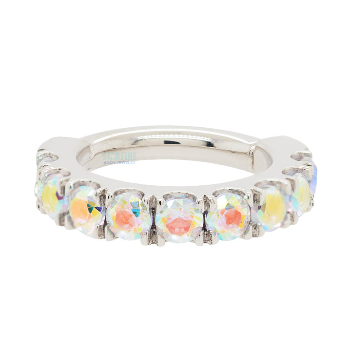 "Telesto" Hinge Ring in Gold & Platinum with Mercury Mist Topaz'