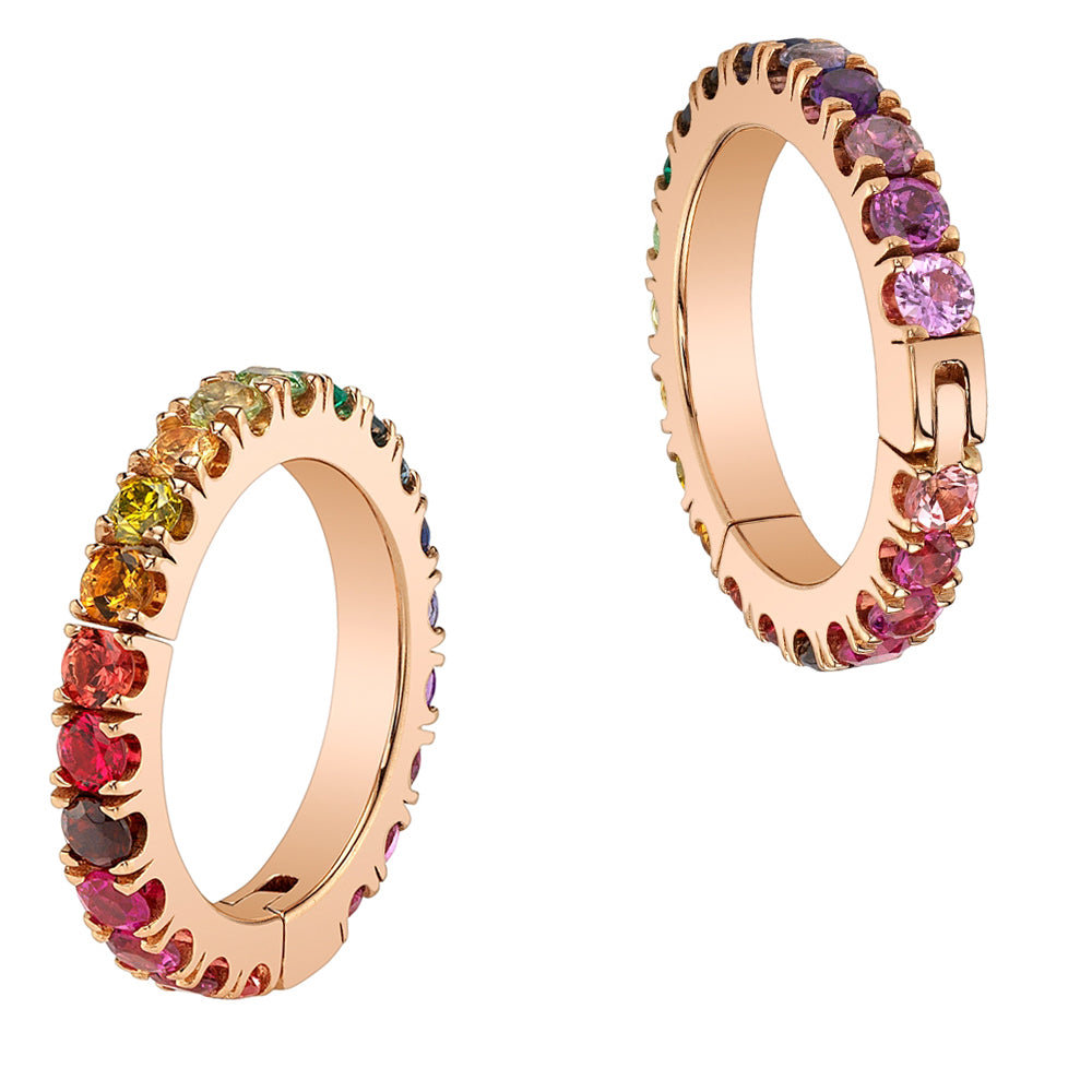 "Infinity Telesto" Hinge Ring in Gold & Platinum Rainbow with Genuine Gemstones