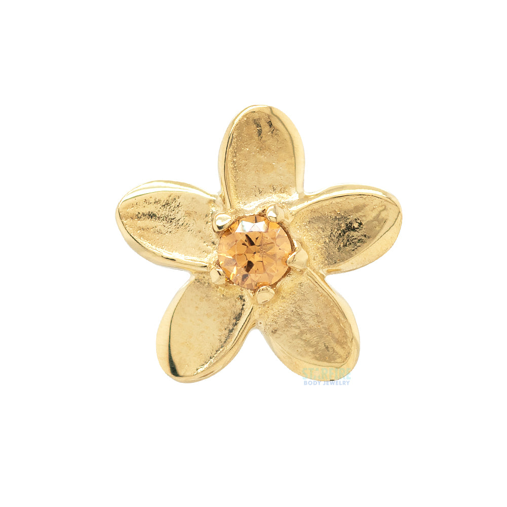 Plumeria Threaded End in Yellow Gold with Brilliant-Cut Gems
