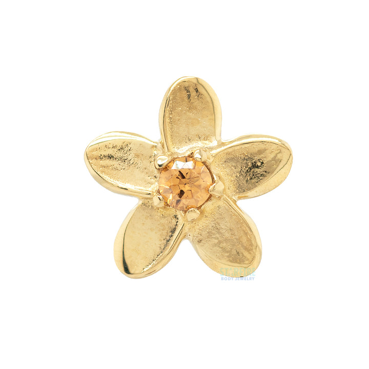 Plumeria Threaded End in Yellow Gold with Brilliant-Cut Gems