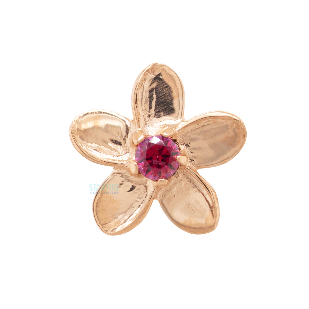 threadless: Plumeria End in Gold with Brilliant-Cut Gems