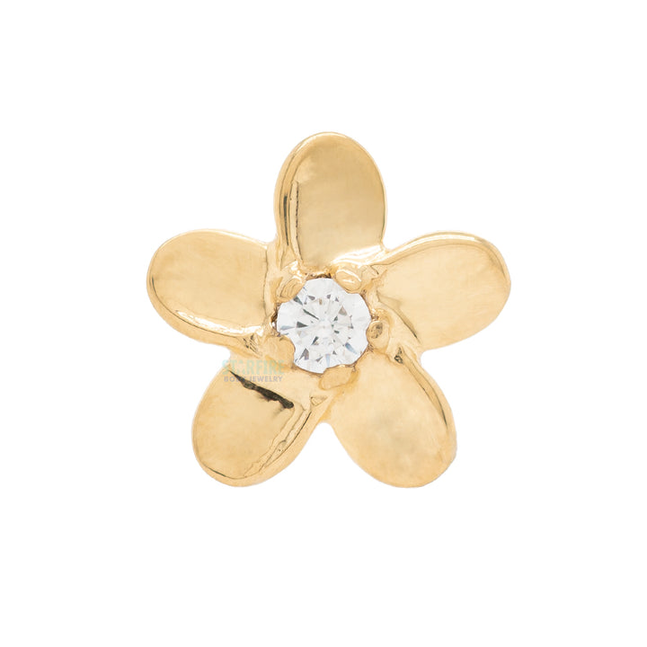 threadless: Plumeria End in Gold with Brilliant-Cut Gems