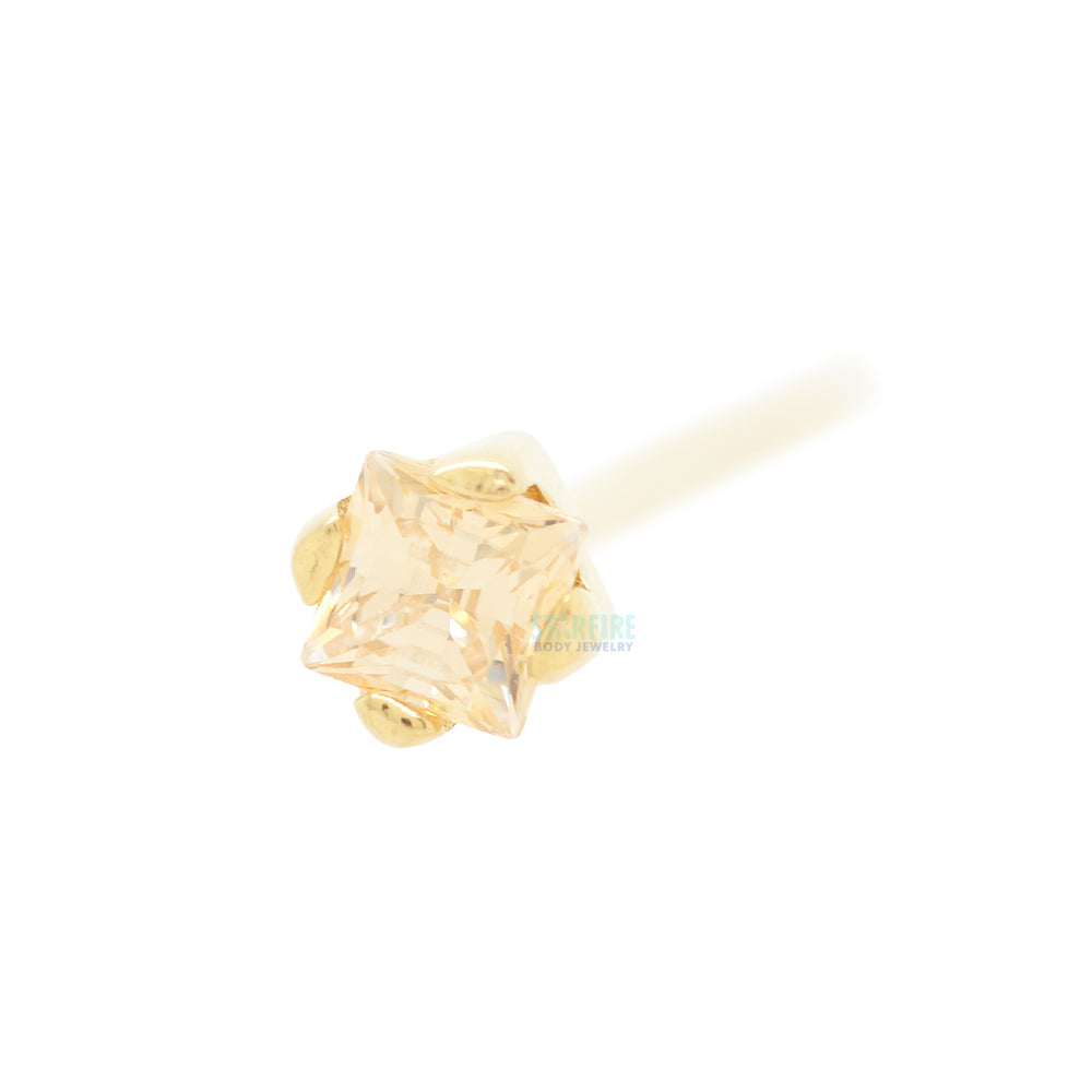 Princess-Cut Brilliant-Cut Gem Nostril Screw in Gold
