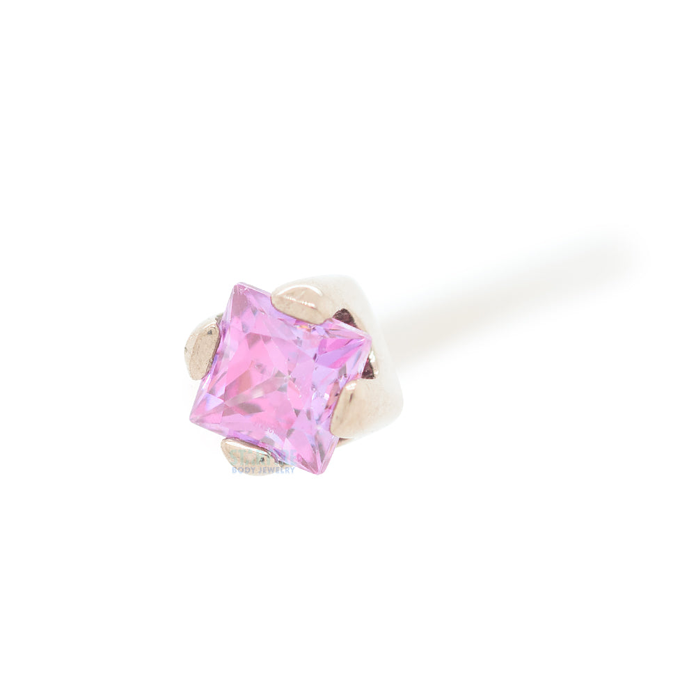 Princess-Cut Brilliant-Cut Gem Nostril Screw in Gold