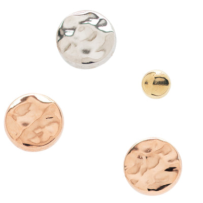 Round Disc HAMMERED FINISH Threaded End in Gold