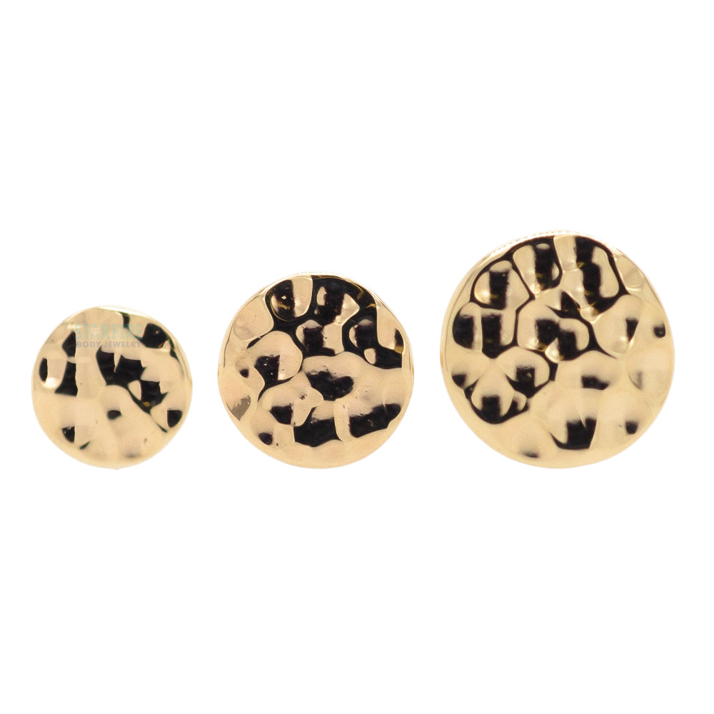 Round Disc HAMMERED FINISH Threaded End in Gold & Platinum