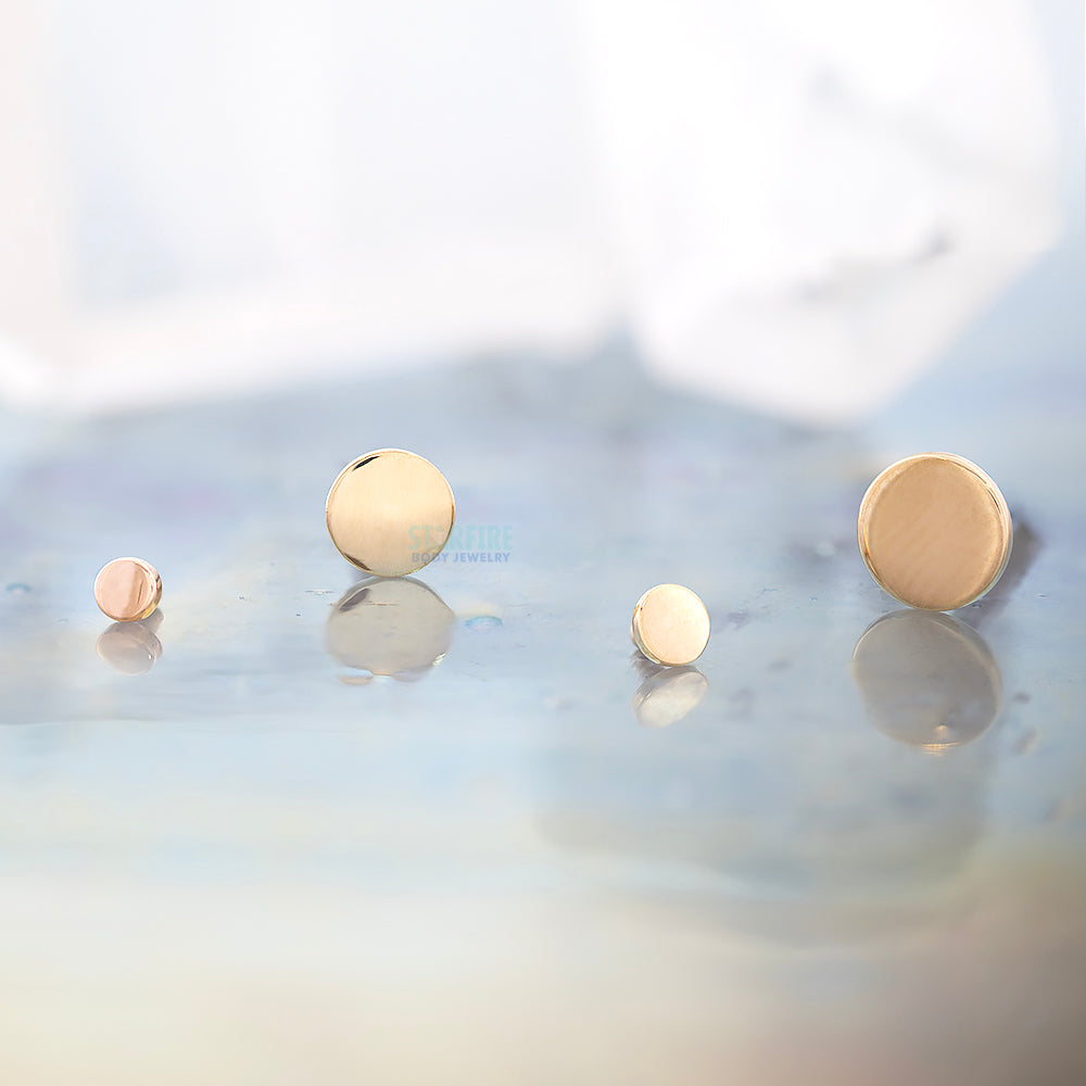 Round Flat Disc Threaded End in Gold & Platinum