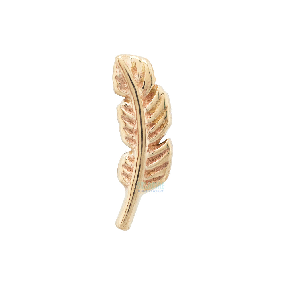 Tiny Feather in Gold Threaded End & Platinum