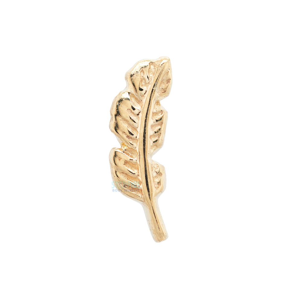 Tiny Feather in Gold Threaded End & Platinum