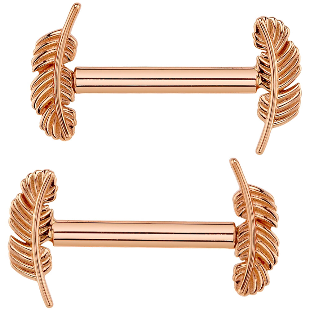 Forward Facing "Feather" Nipple Barbells in Gold