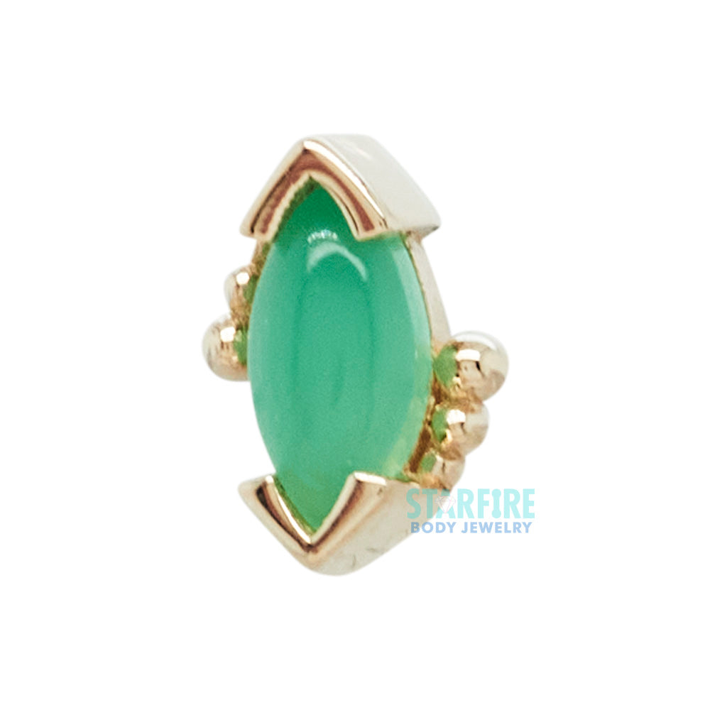 Beaded Marquise Threaded End in Gold with Chrysoprase