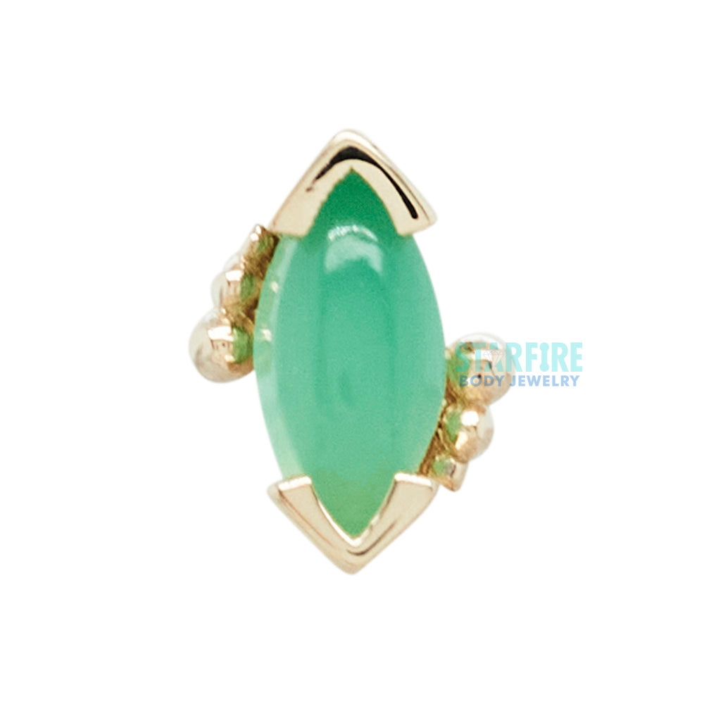 Beaded Marquise Threaded End in Gold with Chrysoprase