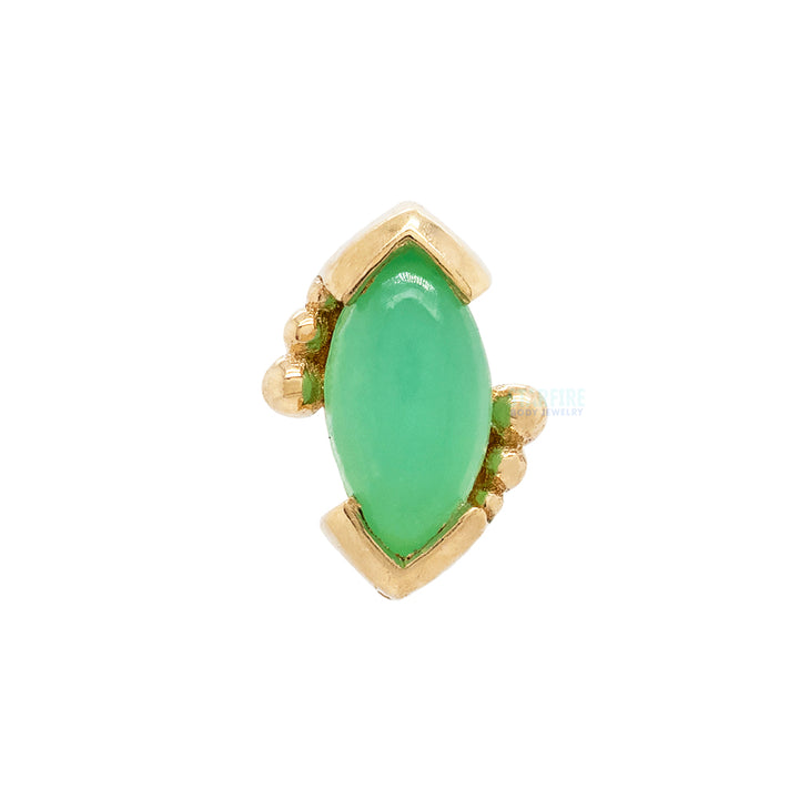 Beaded Marquise Threaded End in Gold & Platinum with Chrysoprase