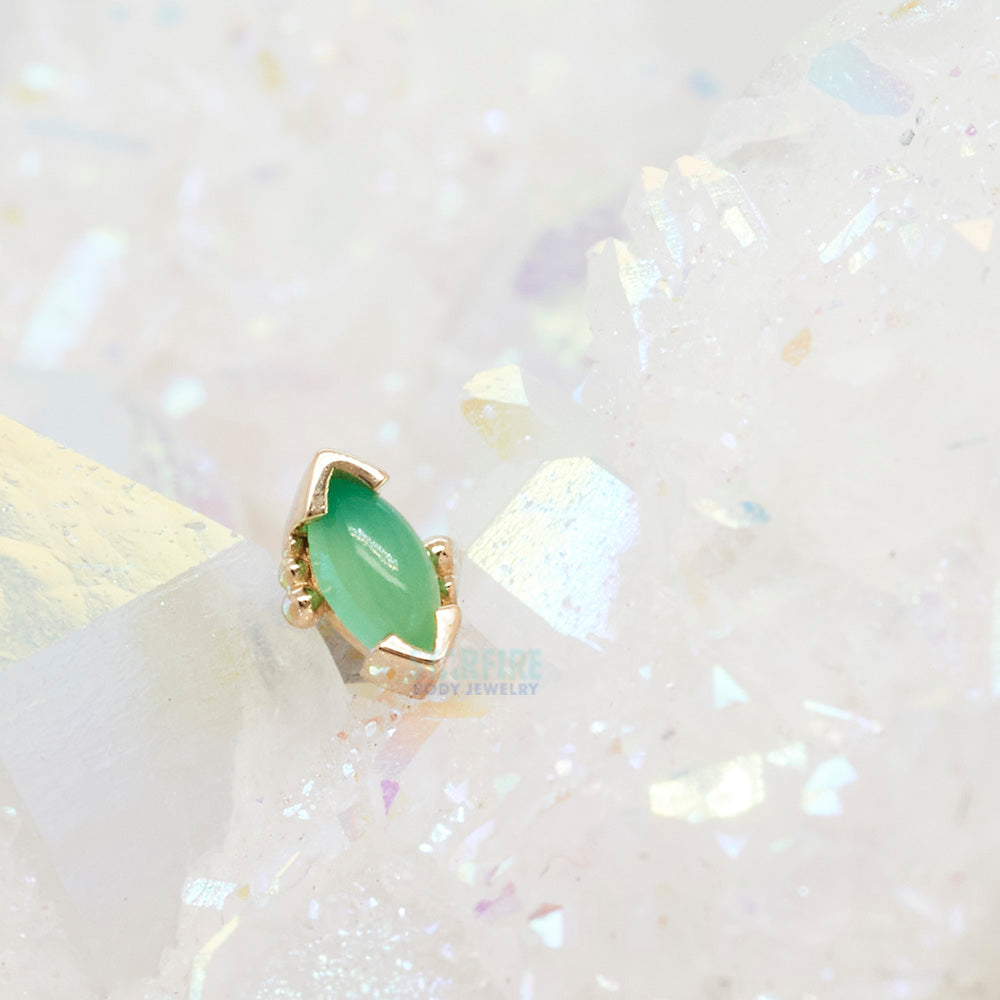 Beaded Marquise Threaded End in Gold with Chrysoprase