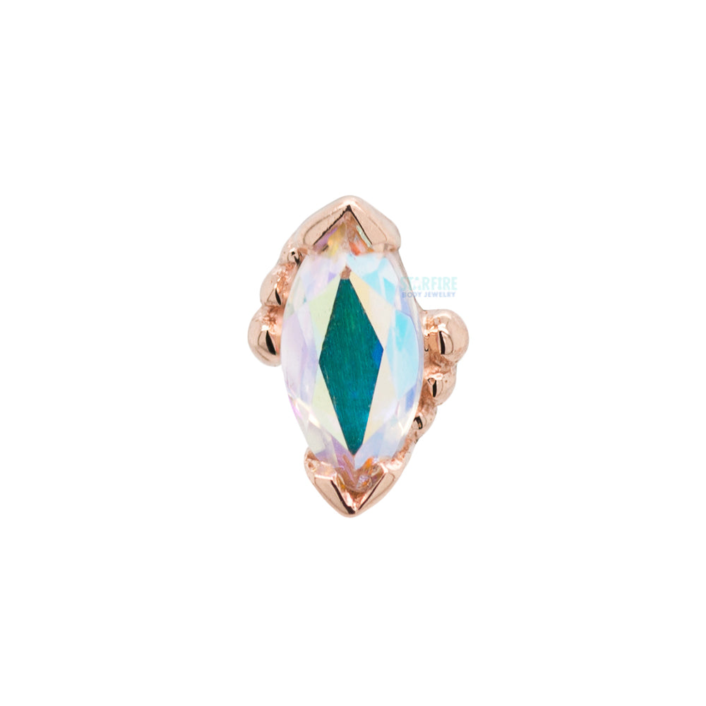 Beaded Marquise Threaded End in Gold & Platinum with Mercury Mist Topaz
