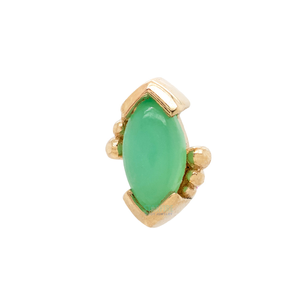 threadless: Beaded Marquise Pin in Gold & Platinum with Chrysoprase