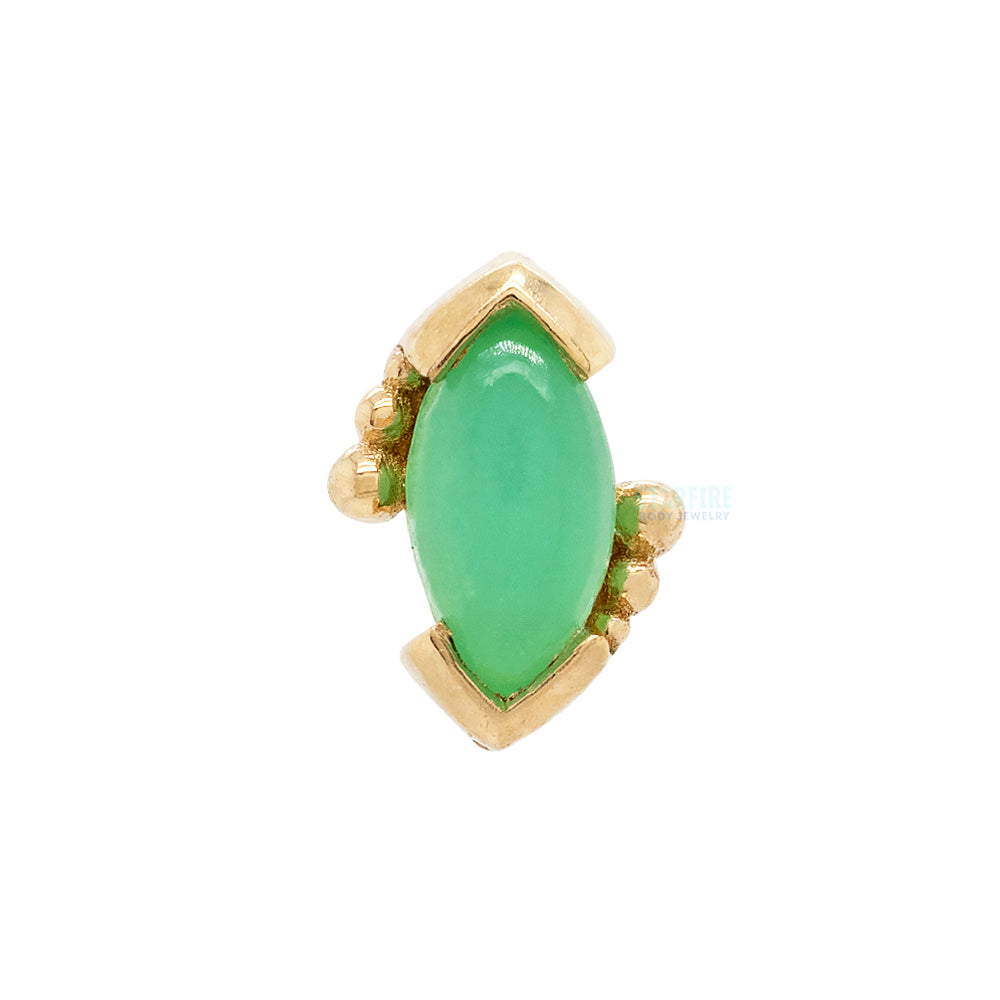 threadless: Beaded Marquise Pin in Gold & Platinum with Chrysoprase