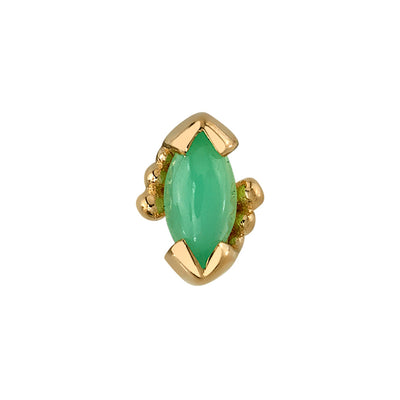 Beaded Marquise Threaded End in Gold with Chrysoprase