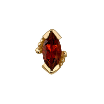 Beaded Marquise Threaded End in Gold with Garnet