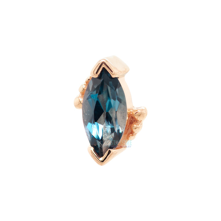 Beaded Marquise Threaded End in Gold & Platinum with London Blue Topaz