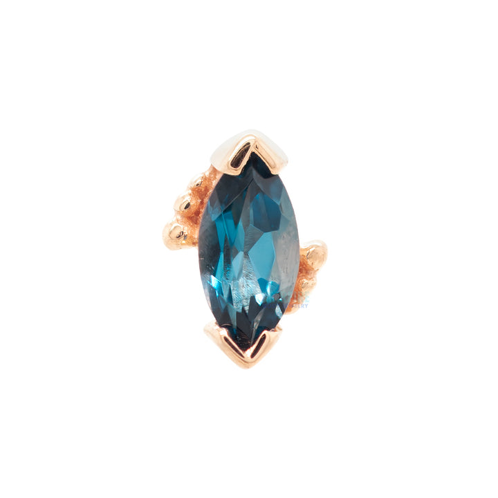 Beaded Marquise Threaded End in Gold & Platinum with London Blue Topaz