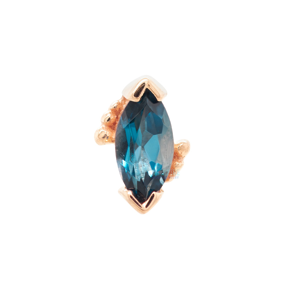 Beaded Marquise Threaded End in Gold with London Blue Topaz