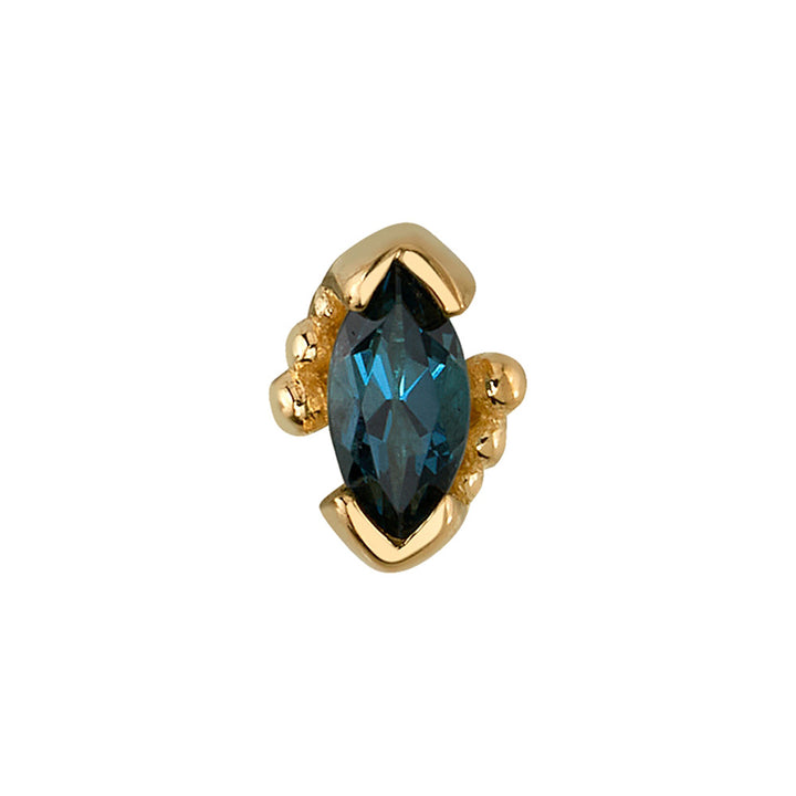 Beaded Marquise Threaded End in Gold & Platinum with London Blue Topaz