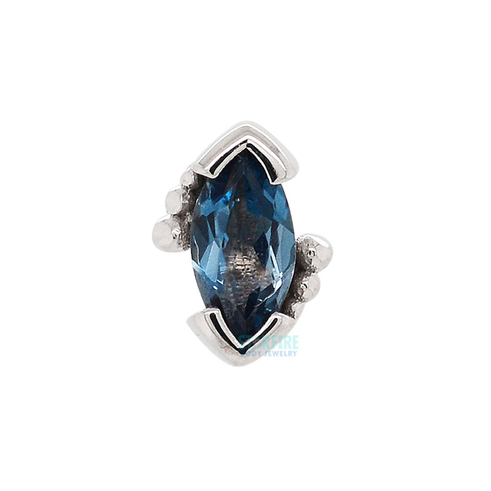threadless: Beaded Marquise Pin in Gold & Platinum with London Blue Topaz