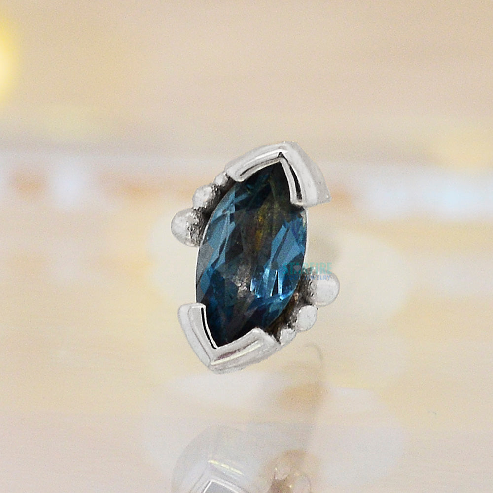 threadless: Beaded Marquise Pin in Gold & Platinum with London Blue Topaz