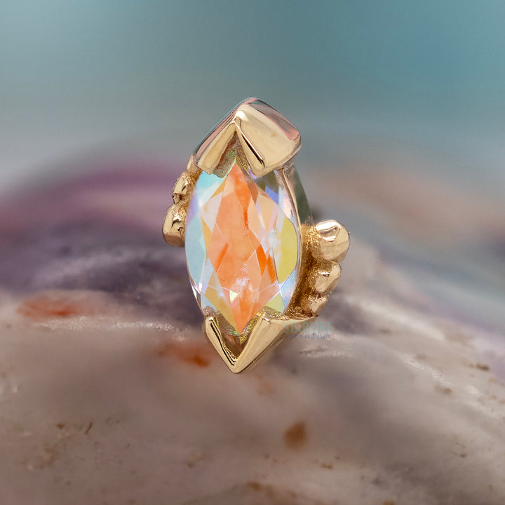 threadless: Beaded Marquise Pin in Gold & Platinum with Mercury Mist Topaz