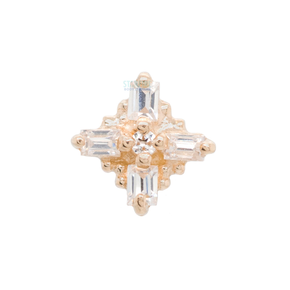 "Gaia" Threaded End in Gold with White CZ's