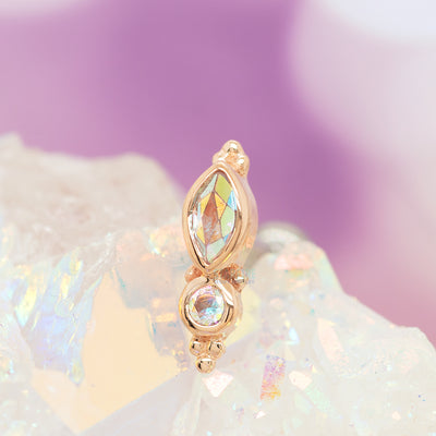 "Mai Marquise" Threaded End in Gold with Mercury Mist Topaz'