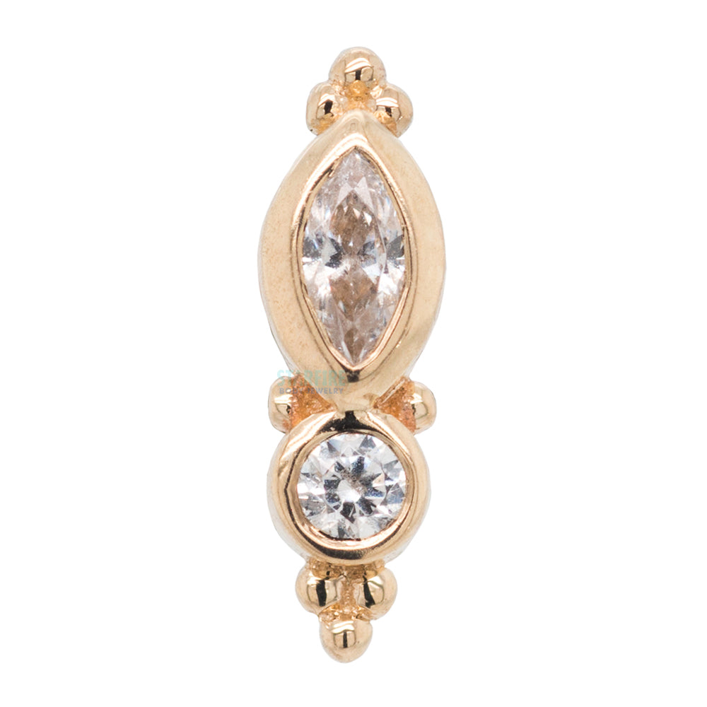 "Mai Marquise" Threaded End in Gold with White CZ's