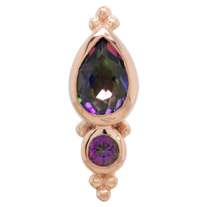"Mai" Threaded End in Gold with Mystic Topaz