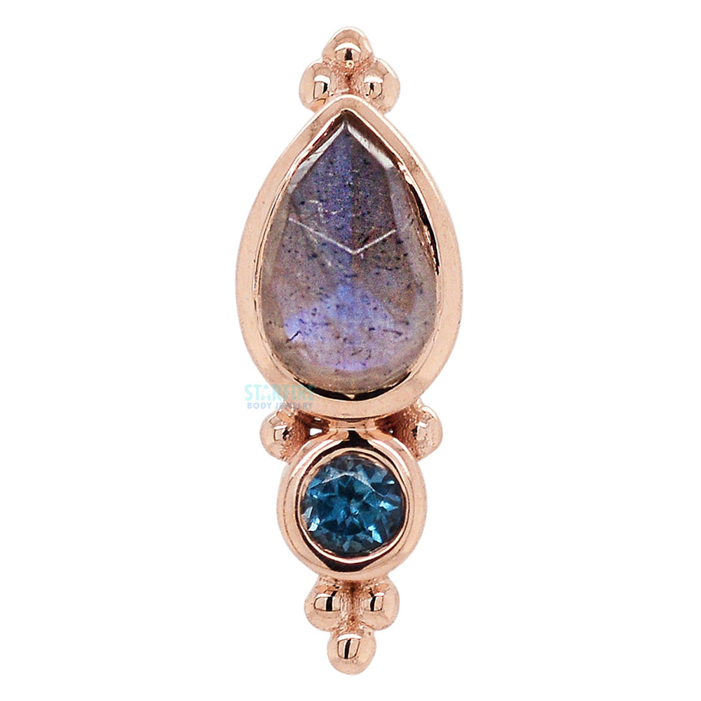 "Mai" Threaded End in Gold with Rose Cut Labradorite & London Blue Topaz