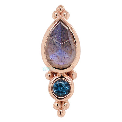 "Mai" Threaded End in Gold with Rose Cut Labradorite & London Blue Topaz