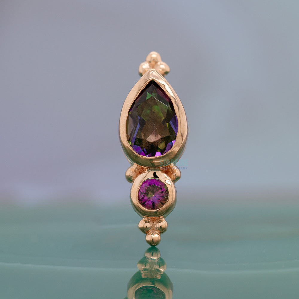 "Mai" Threaded End in Gold with Mystic Topaz