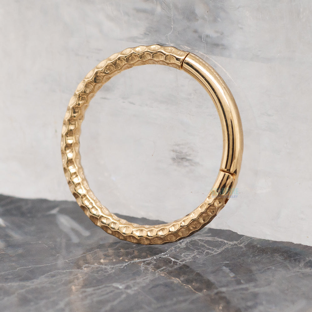 Hammered (Snap) Hinge Ring in Gold & Platinum