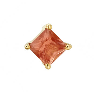 Prong-Set Princess-Cut Threaded End in Gold with Oregon Sunstone