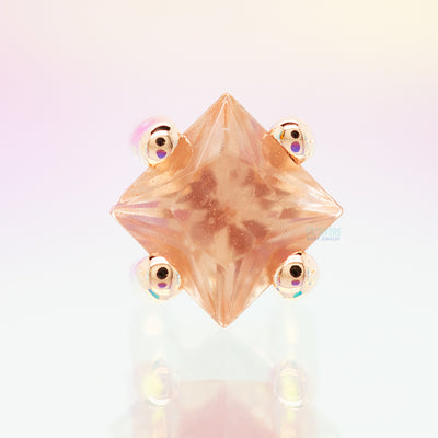 threadless: Prong-Set Princess-Cut Pin in Gold with Oregon Sunstone ON AXIS