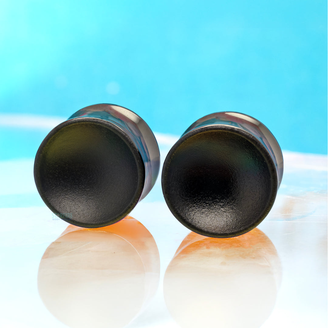 Concave Glass Plugs - Matte Black