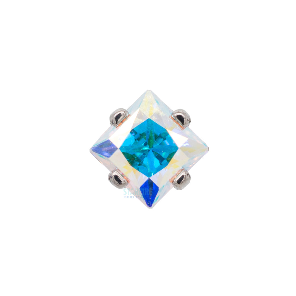 3mm Prong-Set Square Princess Star-Cut Faceted Gem on Flatback