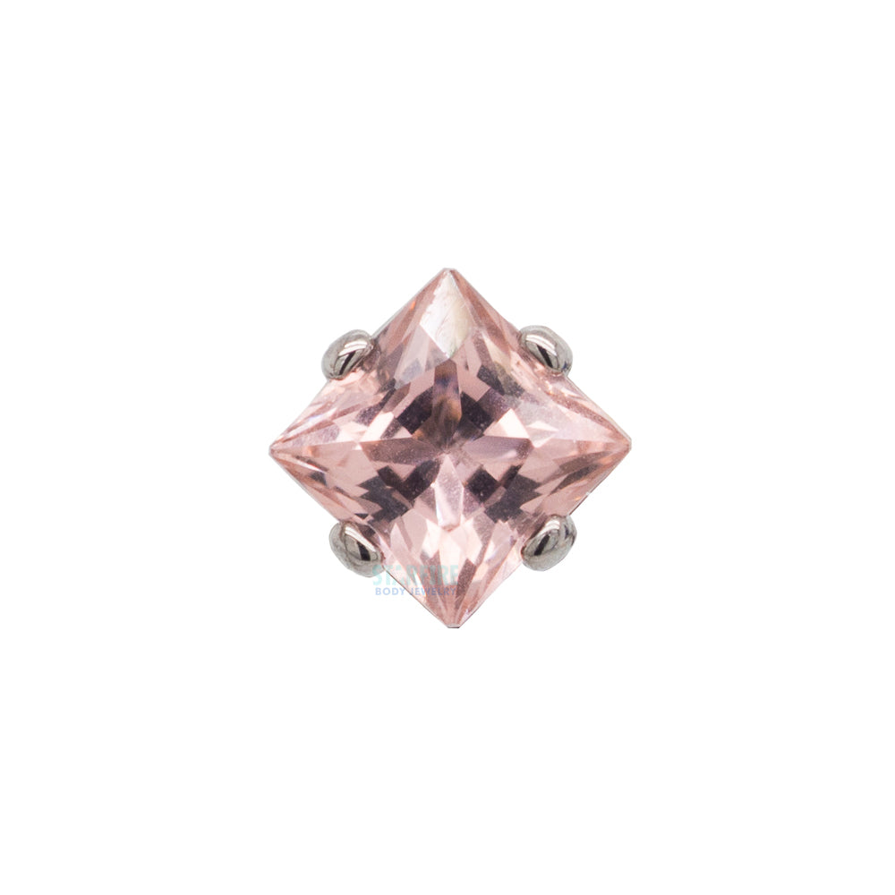3mm Prong-Set Square Princess Star-Cut Faceted Gem on Flatback