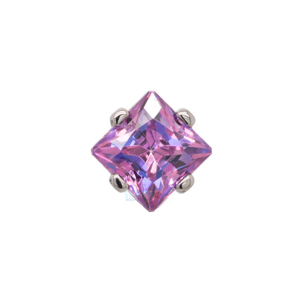 3mm Prong-Set Square Princess Star-Cut Faceted Gem on Flatback