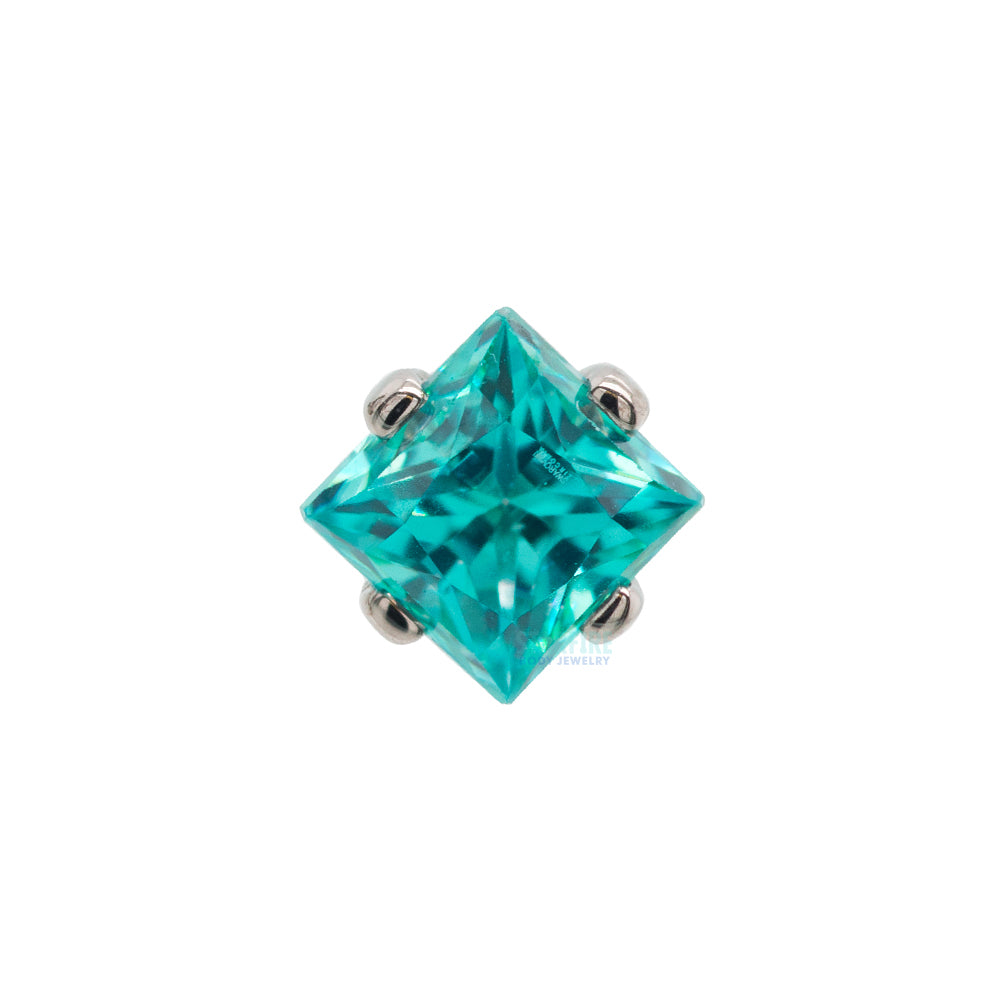 3mm Prong-Set Square Princess Star-Cut Faceted Gem on Flatback