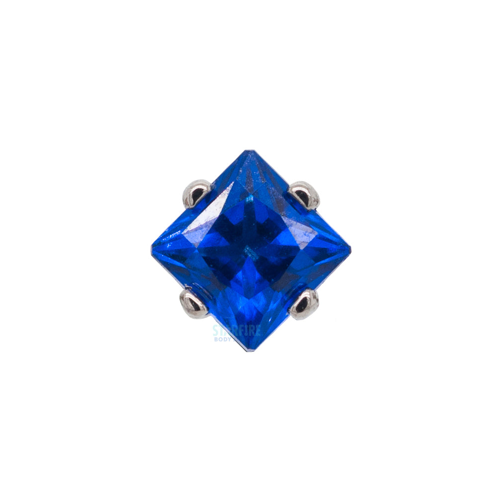 3mm Prong-Set Square Princess Star-Cut Faceted Gem on Flatback