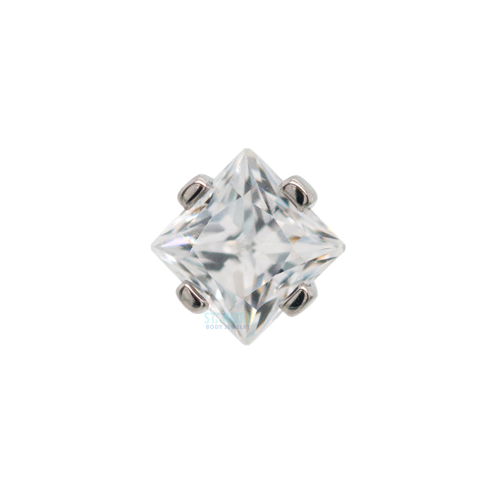 3mm Prong-Set Square Princess Star-Cut Faceted Gem on Flatback